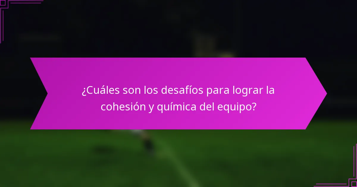 ¿Cuáles son los desafíos para lograr la cohesión y química del equipo?