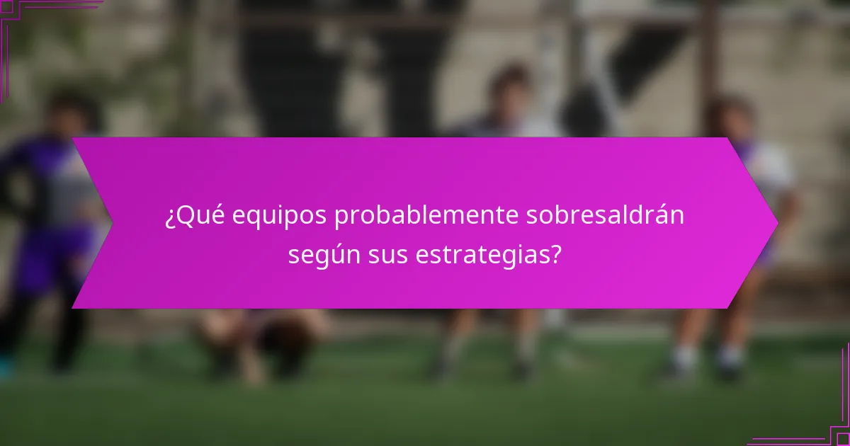 ¿Qué equipos probablemente sobresaldrán según sus estrategias?
